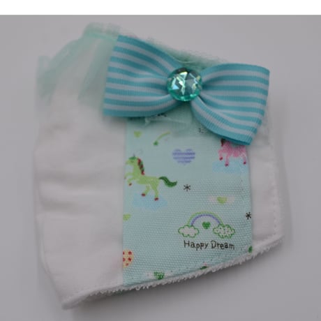 【販売商品】プリンセスマスク（不織布マスク用カバー)　ミニユニコーンミント　子供用Sサイズ