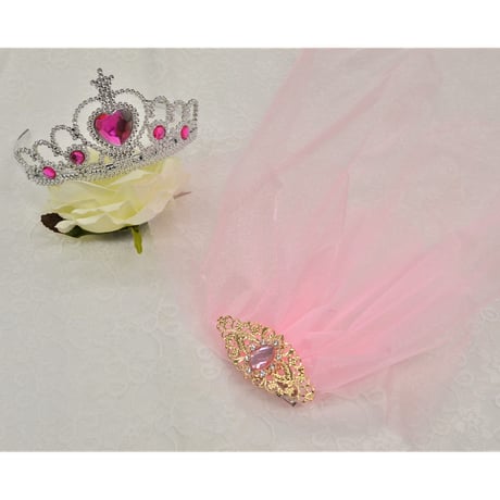 【販売商品】おひめさま変身セット　プリンセスベール　ピンク　ティアラコーディネート