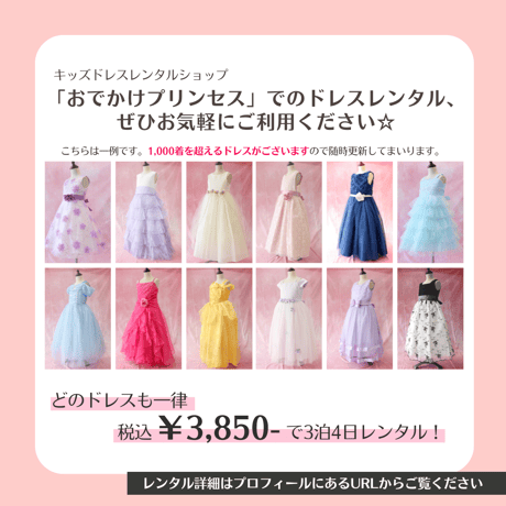 【レンタルドレス】　　　夢見る水彩調ピンク　　　<ドレス丈 53cm>