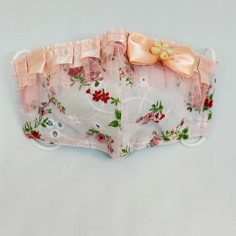 【販売商品】さらさらさわやかプリンセスマスク　ピンク小花の花束　子供用Sサイズ