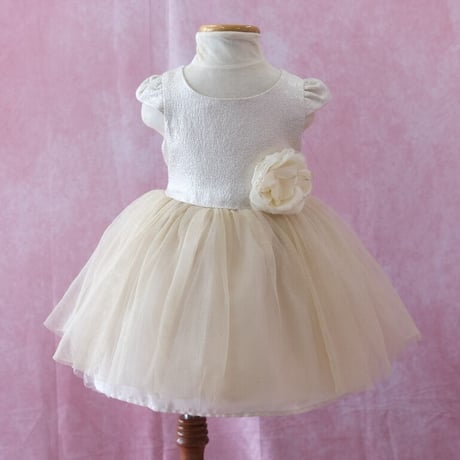 【レンタルドレス】　　　上品シャンパンゴールド　<ドレス丈 48cm>