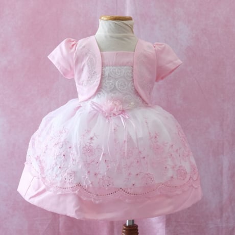 【レンタルドレス】　　　ボレロ風ピンク　　　　　<ドレス丈 49cm>