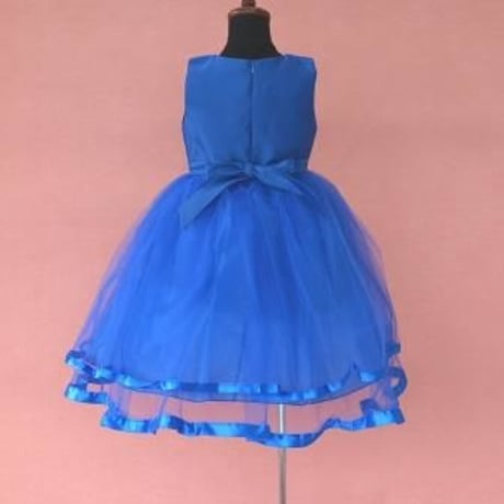 【レンタルドレス】　　　ロイヤルブルー2段チュール<ドレス丈 75cm>