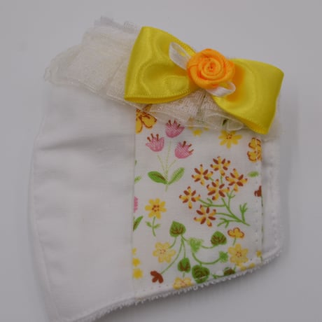 【販売商品】プリンセスマスク（不織布マスク用カバー)　ボタニカルイエロー　子供用Mサイズ