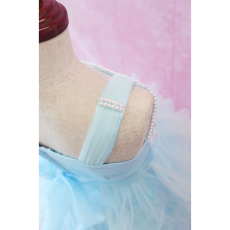 【レンタルドレス】　　　クリスタルブルー　　　　<ドレス丈 74cm>