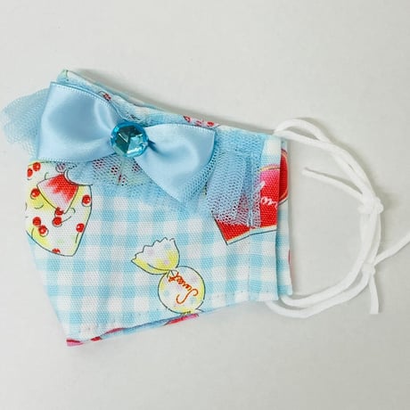 【人気があるので再販します！】さらさらさわやかプリンセスマスク　キャンディブルー　子供用Sサイズ