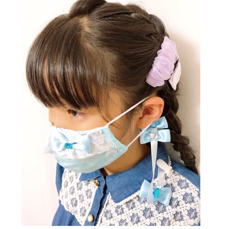 【販売商品】さらさらさわやかプリンセスマスク　夢色ストライプピンク　子供用Mサイズ