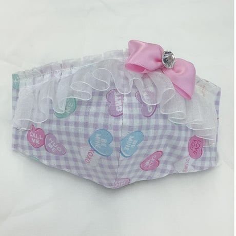 【販売商品】さらさらさわやかプリンセスマスク　パープルハート　大人用Ｌサイズ