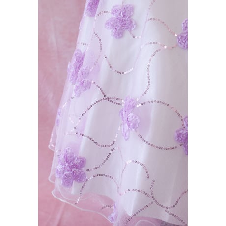 【レンタルドレス】　　　ホワイトパープル　　　　<ドレス丈 74cm>