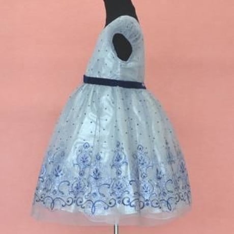 【レンタルドレス】　　　シルバードット　　　　　<ドレス丈 69cm>