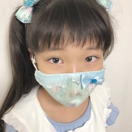 【販売商品】ふわふわパイルのプリンセスマスク　レモネードユニコーン　子供用Ⅿサイズ