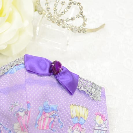 【販売商品】ふわふわパイルのプリンセスマスク　バレリーナパープル　子供用Mサイズ
