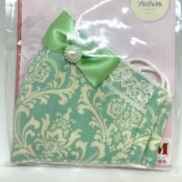 【販売商品】ふわふわパイルのプリンセスマスク　ダマスクミント　子供用Ｍサイズ
