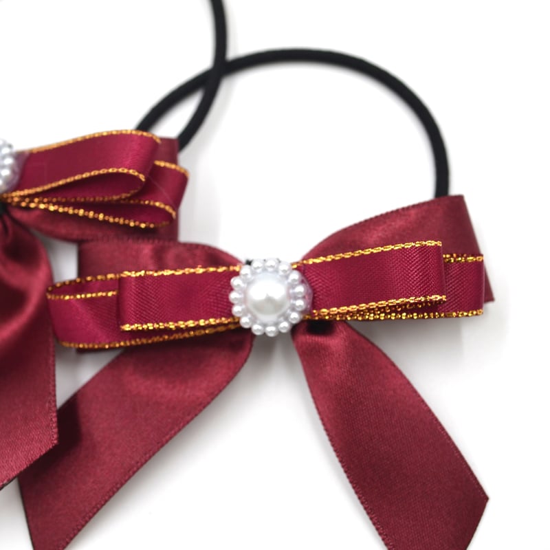 リボン ヘアゴム♡セレシャムリボン♡ツートンカラー♡ワインレッド