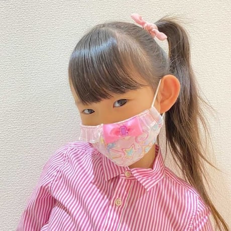【販売商品】さらさらさわやかプリンセスマスク　夢色ストライプピンク　幼児用Sサイズ