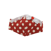 【販売商品】ふわふわパイルのプリンセスマスク　いちご色の水玉中　子供用Sサイズ