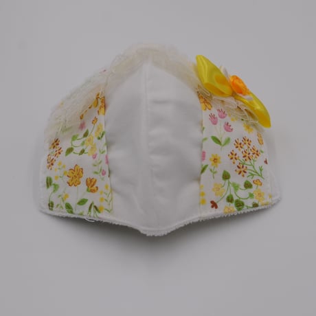 【販売商品】プリンセスマスク（不織布マスク用カバー)　ボタニカルイエロー　子供用Mサイズ