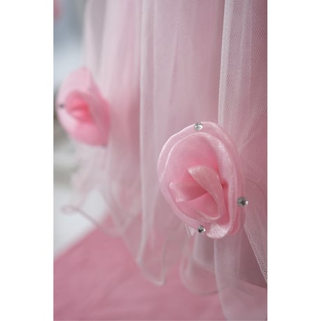 【レンタルドレス】　　　お花とリボンの王道ピンク<ドレス丈 66cm>
