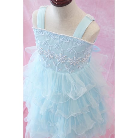 【レンタルドレス】　　　クリスタルブルー　　　　<ドレス丈 74cm>