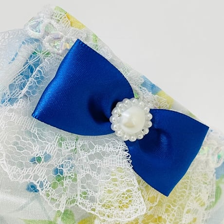 【人気があるので再販します！】さらさらさわやかプリンセスマスク　フローラルブルー　子供用Sサイズ