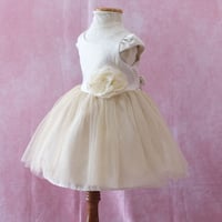 【レンタルドレス】　　　上品シャンパンゴールド　<ドレス丈 48cm>