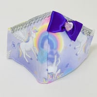 【人気があるので再販します！】さらさらさわやかプリンセスマスク　パープルユニコーン細レース　子供用Sサイズ