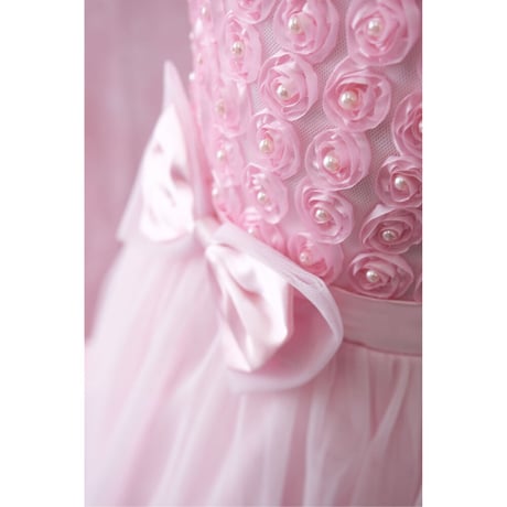 【レンタルドレス】　　　お花とリボンの王道ピンク<ドレス丈 66cm>