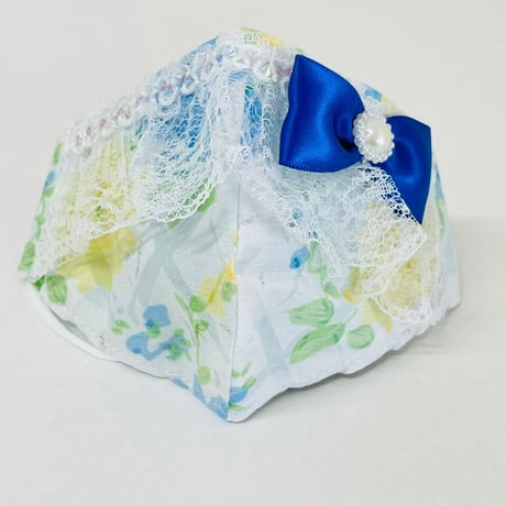 【人気があるので再販します！】さらさらさわやかプリンセスマスク　フローラルブルー　子供用Sサイズ