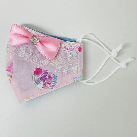 【人気があるので再販します！】さらさらさわやかプリンセスマスク　キャンディユニコーンピンク　子供用Sサイズ