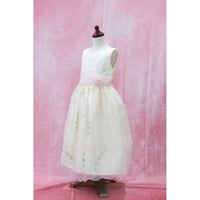 【レンタルドレス】　　　小花をちらしたアイボリー<ドレス丈 89cm>