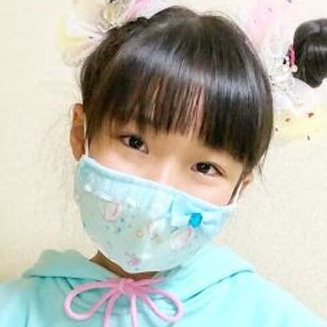 【販売商品】さらさらさわやかのプリンセスマスク　ミントユニコーン細レース　子供用Ｍサイズ
