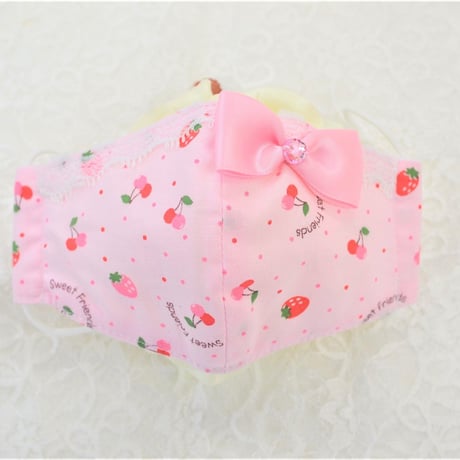 【販売商品】ふわふわパイルのプリンセスマスク　ミニベリーピンク　子供用Mサイズ