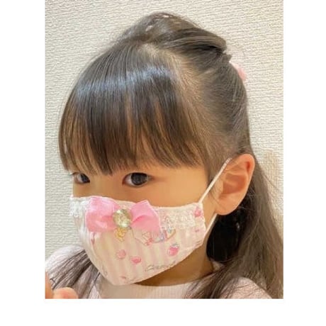 【人気があるので再販します！】さらさらさわやかプリンセスマスク　ちょうちょ結びブルー　子供用Sサイズ