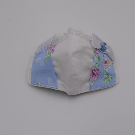 【販売商品】プリンセスマスク（不織布マスク用カバー)　フローラルブルー　子供用Sサイズ