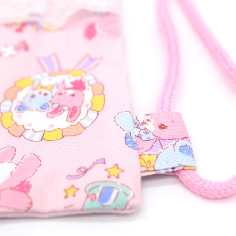 ナップサック　うさぎとくまちゃん　ピンク