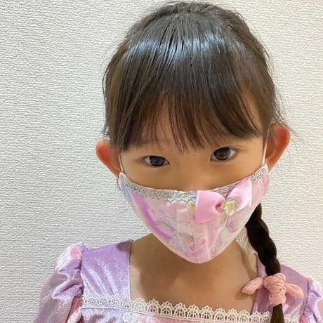 【人気があるので再販します！】さらさらさわやかプリンセスマスク　青の小花　子供用Sサイズ