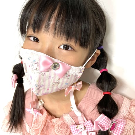 【販売商品】さらさらさわやかプリンセスマスク　夢色ストライプピンク　幼児用Sサイズ
