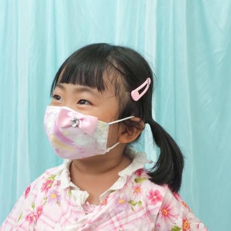 【販売商品】ふわふわパイルのプリンセスマスク　ピンクのいちごちゃん　子供用Ⅿサイズ