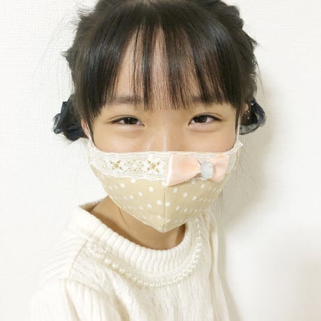 【販売商品】ふわふわパイルのプリンセスマスク　夢色ストライプピンク　子供用Ⅿサイズ