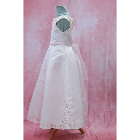 【レンタルドレス】　　　ペールピンクのレース　　<ドレス丈 104cm>