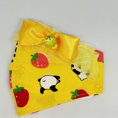 【販売商品】ふわふわパイルのプリンセスマスク　イエローパンダ　子供用Sサイズ