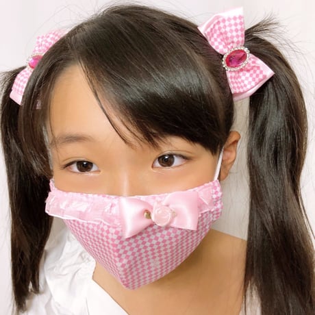 【販売商品】さらさらさわやかプリンセスマスク　夢色ストライプピンク　子供用Mサイズ