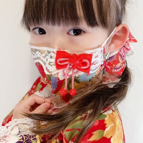 小さなおひめさま向　七五三(なごみ)マスク　黒桜　幼児用Sサイズ　子供用Ｍサイズ