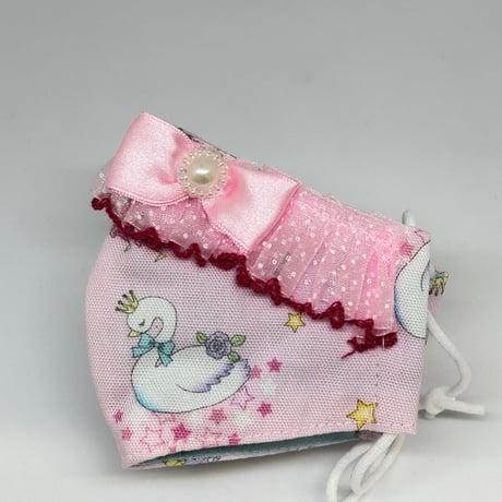 【販売商品】さらさらさわやかプリンセスマスク　桃色あひる　子供用Sサイズ
