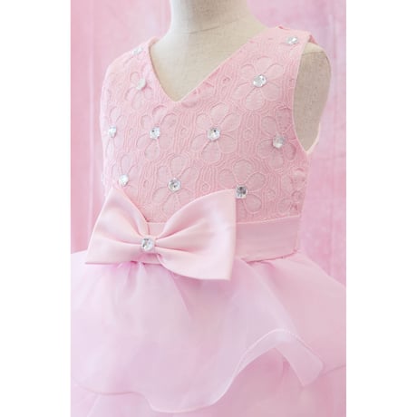 【レンタルドレス】　　　ピンクふわふわ４段　　　<ドレス丈 74cm>