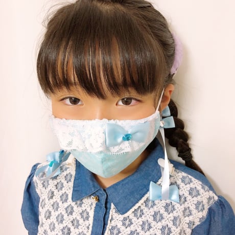 【販売商品】ふわふわパイルのプリンセスマスク　いちご色の水玉中　子供用Ⅿサイズ