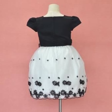 【レンタルドレス】　　　バイカラーフラワー刺繍　<ドレス丈 73cm>