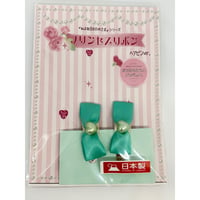 【販売商品】プリンセスリボン　ヘアピンver.（2個セット)  エメラルドグリーンハート