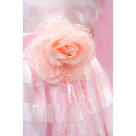 【レンタルドレス】　　　しまピンクオーガンジー　<ドレス丈 84cm>
