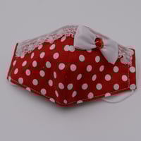 【販売商品】さらさらさわやかプリンセスマスク　いちご色の水玉中　幼児用Mサイズ